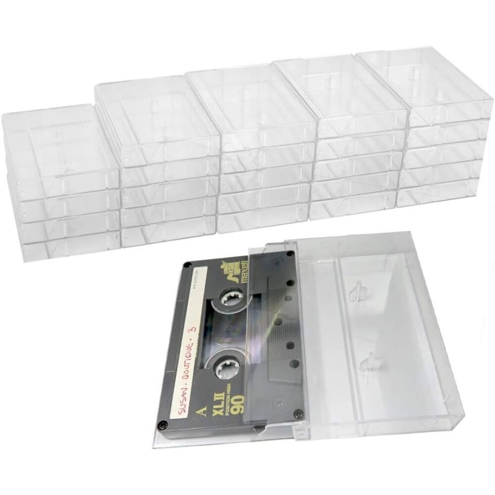 25 Pack Cassette Tape Cases-Clear Plastic Storage-Audio-No Scratch/Dirt